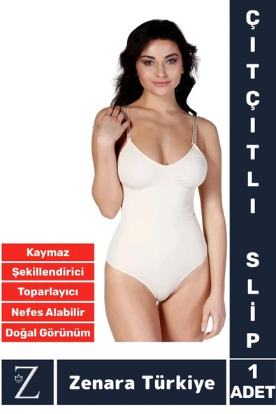 İz İç Göstermez Kaymaz Vücut Şekillendiren Sıkılaştıran Toparlayan Çıtçıtlı Slip Body Korse ürün görseli 1