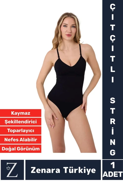 İz İç Göstermez Kaymaz Vücut Şekillendiren Sıkılaştıran Toparlayan Çıtçıtlı String Body Korse ürün görseli 1