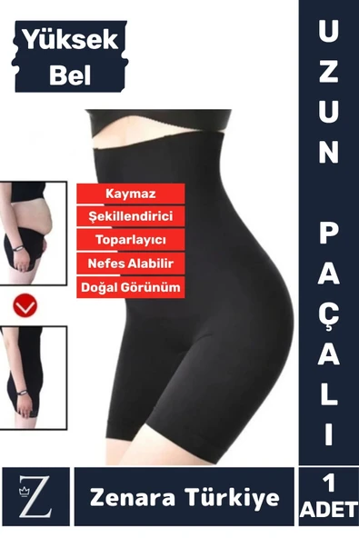 İz İç Göstermez Kaymaz Vücut Şekillendiren Sıkılaştıran Toparlayan Yüksek Bel Uzun Paçalı Korse ürün görseli 1