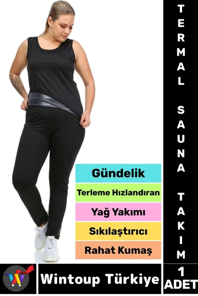 Günlük Spor Kullanım Terleme Hızlandıran Rahat Destekleyici TERMAL SAUNA TAYT ATLET TAKIM ürün görseli 1
