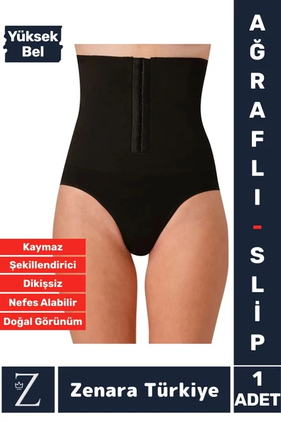 Gündelik Doğal Görünüm Vücut Beden Küçülten Toparlayan Yüksek Bel Ağraflı Slip Korseli TAYT ürün görseli 1