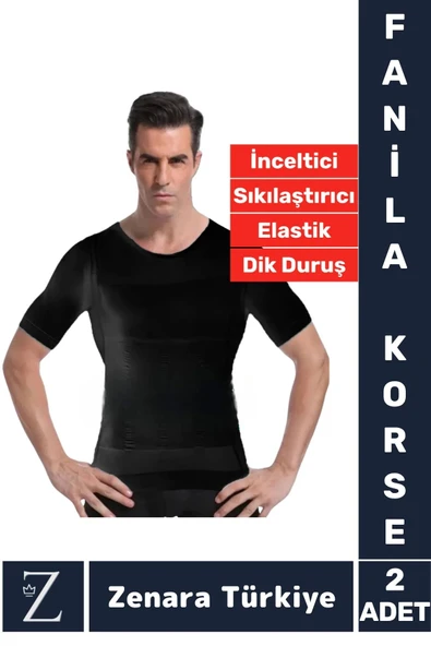 Jinekomasti Dik Duruş Göğüs Göbek Toparlayan Sıkılaştıran Ultra Esnek Erkek Fanila Korse 2 Adet ürün görseli 1