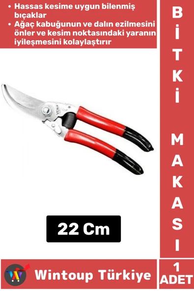 Premium Ergonomik Keskin Yaylı Ağaç Bitki Çiçek Bağ Budama Makası 22 Cm ürün görseli 1