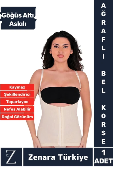 Günldelik Vücut Şekillendiren Beden Küçülten Toparlayan Gögüs Altı Askılı Ağraflı Bel Korse ürün görseli 1