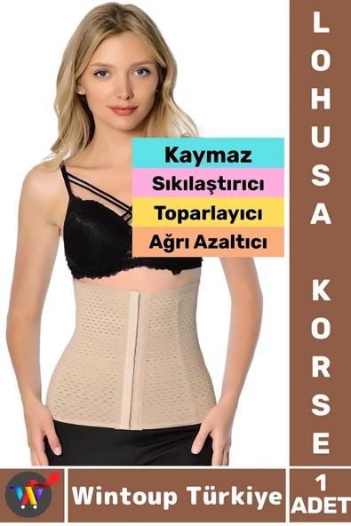 Premium Kaymaz Karın Bel Sıkılaştıran Toparlayan Ağrı Azaltan Hamile Doğum Sonrası LOHUSA KORSE ürün görseli 1