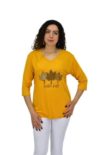 Kadın Kısa Kol Taşlı Bluz BGL-ST04711 ürün görseli 1
