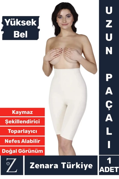 İz İç Göstermez Kaymaz Vücut Şekillendiren Sıkılaştıran Toparlayan Yüksek Bel Uzun Paçalı Korse ürün görseli 1