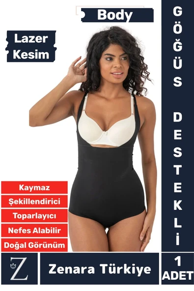 İz İç Göstermez Kaymaz Vücut Sıkılaştıran İncelten Toparlayan LAZER KESİM Gögüs Destekli Body Korse ürün görseli 1