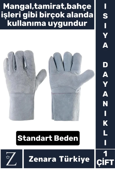 Dayanıklı Kaynak Yangın Mangal Tamir İş Su Geçirmez Yüksek Isıya Dayanıklı Çok Amaçlı Deri Eldiven ürün görseli 1