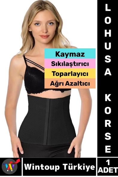 Premium Kaymaz Karın Bel Sıkılaştıran Toparlayan Ağrı Azaltan Hamile Doğum Sonrası LOHUSA KORSE ürün görseli 1