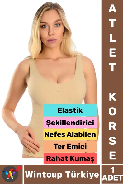 Özel Üretim Karın Bel Göğüs Şekillendiren Toparlayan Elastik Konforlu Ter Emici Kadın ATLET KORSE ürün görseli 1