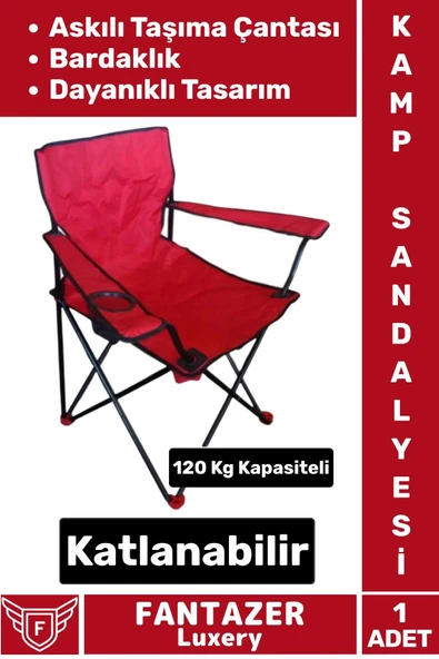 Dayanıklı Askılı Taşıma Çantalı Bardaklık Yeri 120 Kg Kapasiteli Katlanabilir Piknik Kamp Sandalyesi ürün görseli 1