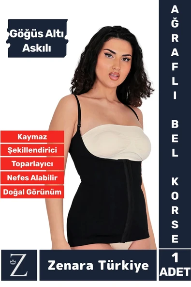 Günldelik Vücut Şekillendiren Beden Küçülten Toparlayan Gögüs Altı Askılı Ağraflı Bel Korse ürün görseli 1