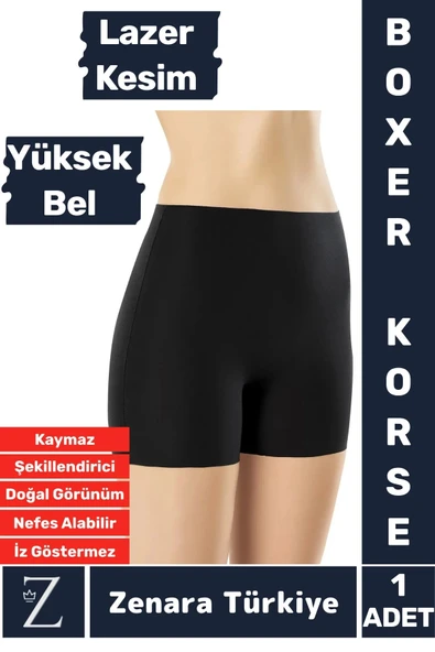 İç Göstermez Kaymaz Vücut Şekillendiren Sıkılaştıran Toparlayan LAZER KESİM Yüksek Bel Boxer Korse ürün görseli 1