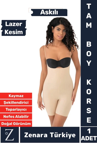 İz İç Göstermez Kaymaz Sıkılaştıran Şekillendiren Toparlayan LAZER KESİM Askılı Tam Boy Korse ürün görseli 1