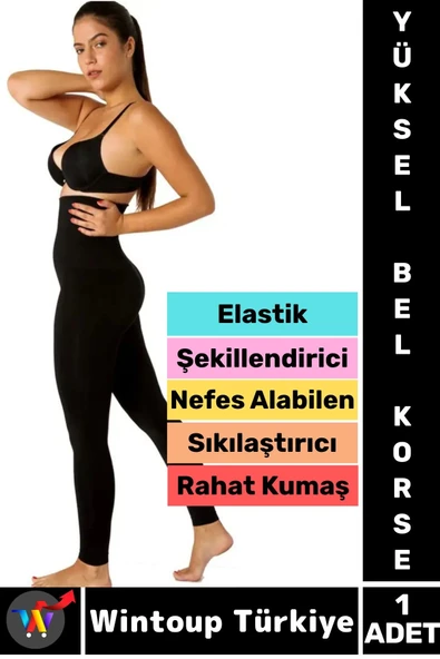 Gündelik Spor Karın Bel Sıkılaştıran Güçlendiren Toparlayan Elastik Konforlu YÜKSEK BEL KORSE TAYT ürün görseli 1