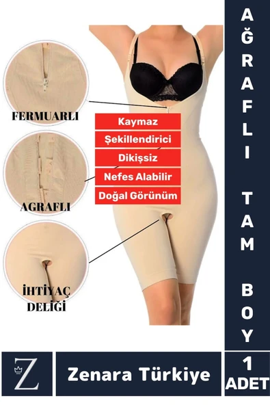 Günlük Vücut Şekillendiren Beden İncelten Toparlayan İhtiyaç Deliği Fermuarlı Ağraflı Tam Boy Korse ürün görseli 1