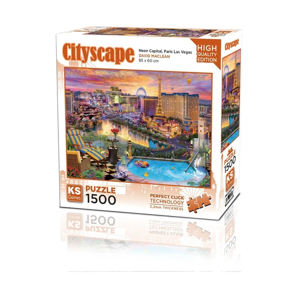 Ks Games Neon Capital Paris Las Vegas 1500 Parça Puzzle ürün görseli 1