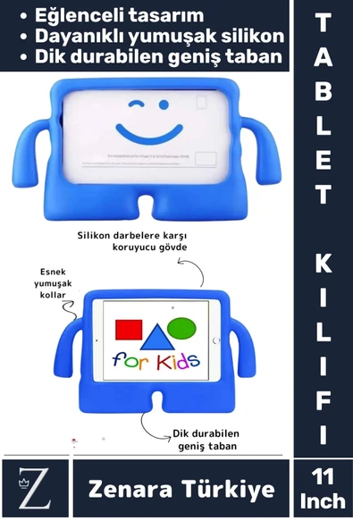 Apple Samsung Uyumlu Geniş Tabanlı Yumuşak Tutacaklı Tam Koruma Silikon Çocuk Tablet Kılıfı 11 Inch ürün görseli 1