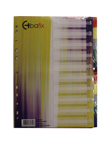Bafix Seperatör 10 Renkli Plastik A4 (30 Lu Paket) ürün görseli 1