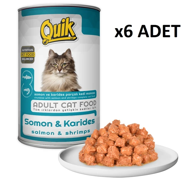 6 Adet Quik Kedi 415 gr Somon-Karides Konserve Skt:08/2028 ürün görseli 1