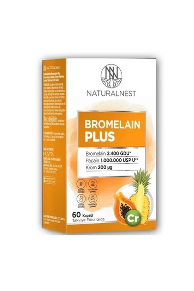 Naturalnest Bromelain Plus 500 mg 60 kapsül ürün görseli 1