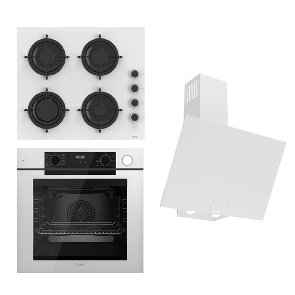 Ferre STEAMART-FRYART-SILENTART Serisi Beyaz Set (CS206-FA + QEP64CB +D078-SA ) - Emaye Izgara ürün görseli 1