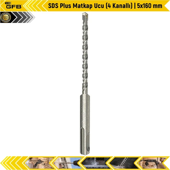 Gfb Sds Plus Matkap Ucu (4 Kanallı) | 5X160 Mm ürün görseli 1