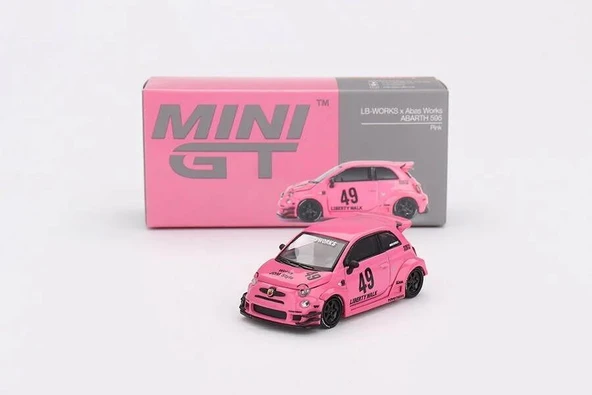 Mini GT 851 ABARTH 595 LB-WORKS x Abas Works Pembe 1/64 Model Araba ürün görseli 1
