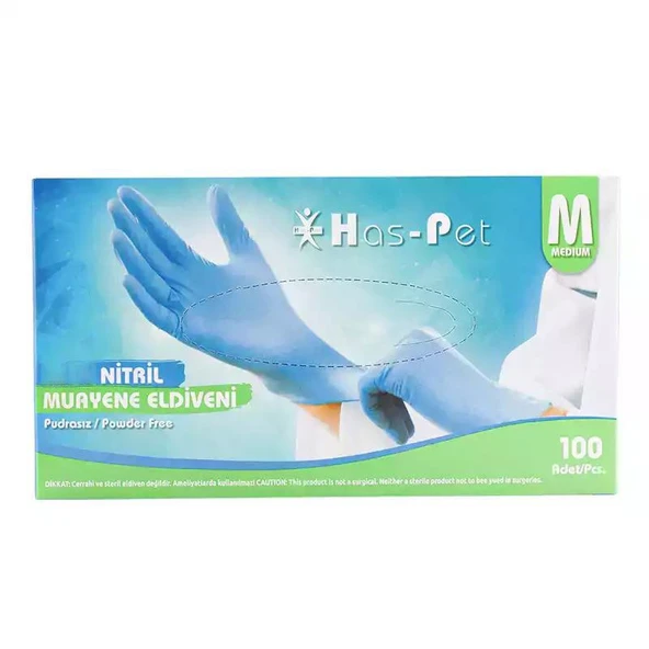 PTTAVM: Pudrasız Lila Nitril Eldiven Medium HasPet 100lü