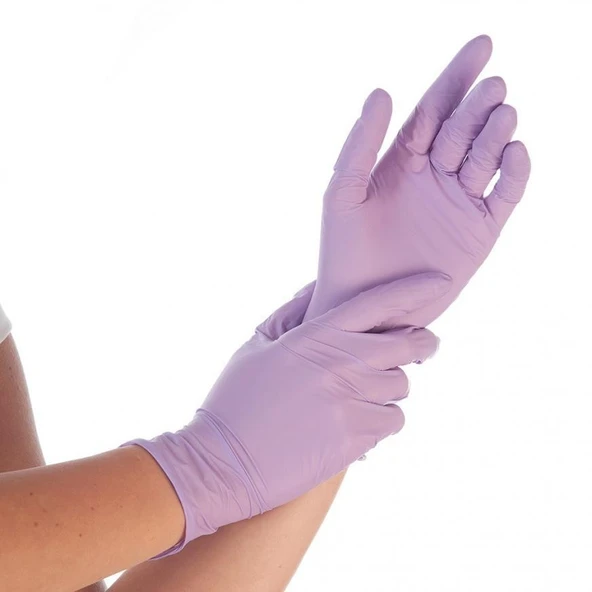 Pudrasız Lila Nitril Eldiven Medium HasPet 100lü - Resim 2