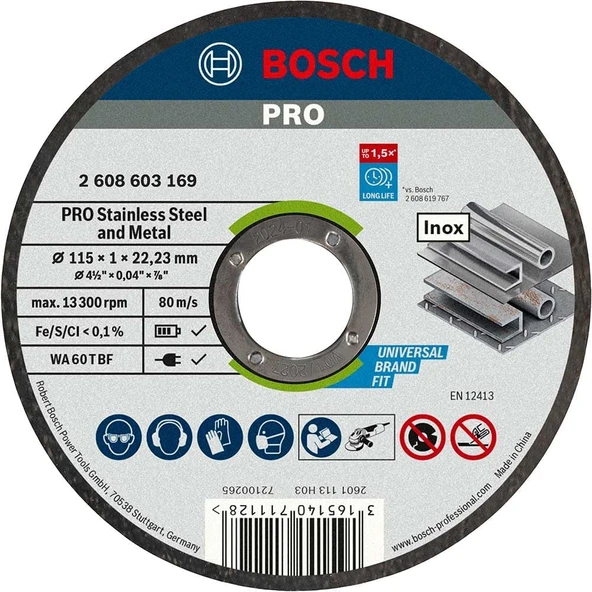 Bosch 115x1 mm Rapido Çoklu Malzeme Kesme Taşı 2608602384 ürün görseli 1