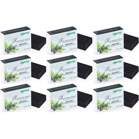 Agarta El Yapımı Doğal Sabun 150GR Ardıç Katranı (9 Lu Set) ürün görseli 1
