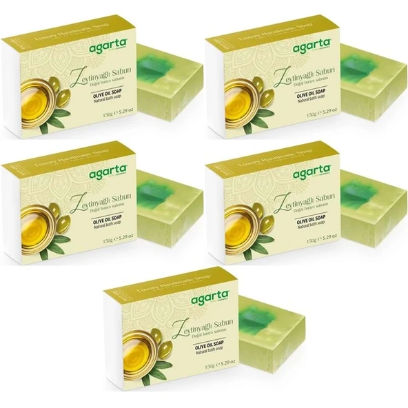 Agarta El Yapımı Doğal Sabun 150GR Zeytinyağlı (5 Li Set) ürün görseli 1