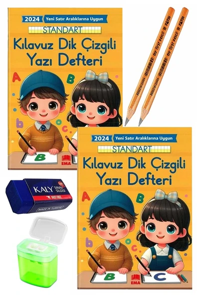 Kılavuz Dik Çizgili Güzel Yazı Defteri Orta Boy Fatih Jumbo Kurşun Kalem Sınav Silgisi Kalemtraş Yeni Müfredat Yazı ürün görseli 1