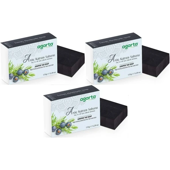 Agarta El Yapımı Doğal Sabun 150GR Ardıç Katranı (3 Lü Set) ürün görseli 1