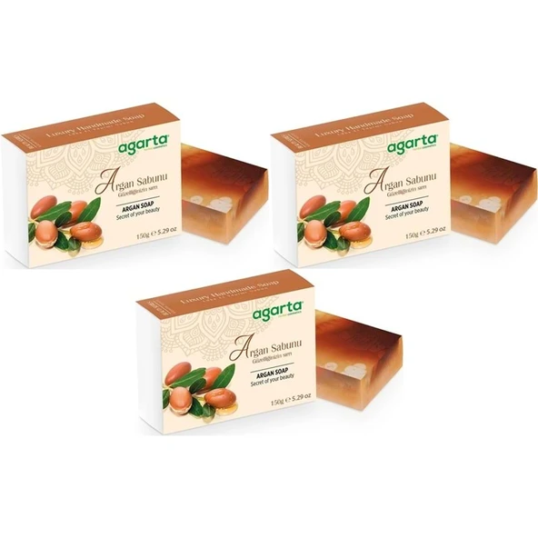 Agarta El Yapımı Doğal Sabun 150GR Argan (3 Lü Set) ürün görseli 1