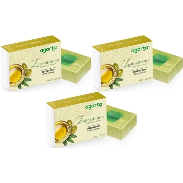Agarta El Yapımı Doğal Sabun 150GR Zeytinyağlı (3 Lü Set) ürün görseli 1