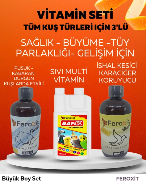 Tüm Kuş Türleri Için 3 'lü Vitamin Seti -Kısa sürede ETKİLİ ürün görseli 1