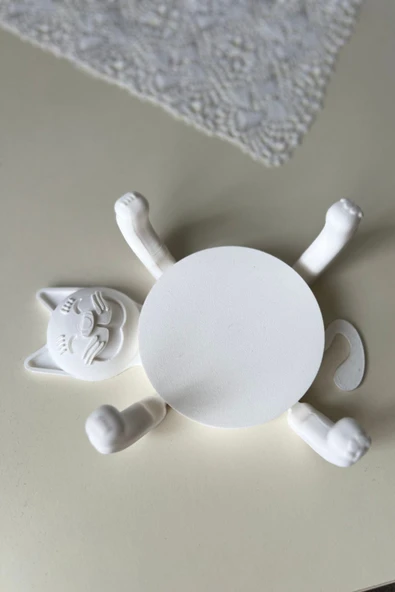Sevimli Kedi Bardak Altlığı - Dekoratif Masa Koruyucu - Beyaz Kedi Figürlü İçecek Altlığı (14x17 cm) ürün görseli 1