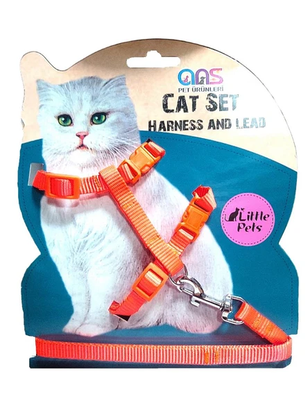 ANS Lüks Gato Kedi Göğüs Takım Tasması Turuncu ürün görseli 1