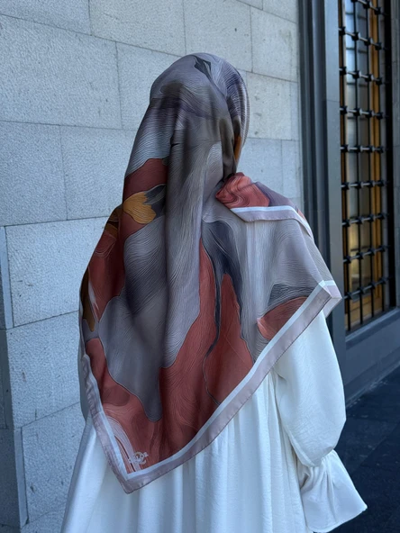 Pamuklu Amber Desen Eşarp-Taş - Resim 2