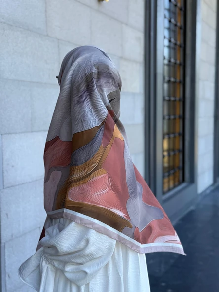 Pamuklu Amber Desen Eşarp-Taş ürün görseli 1