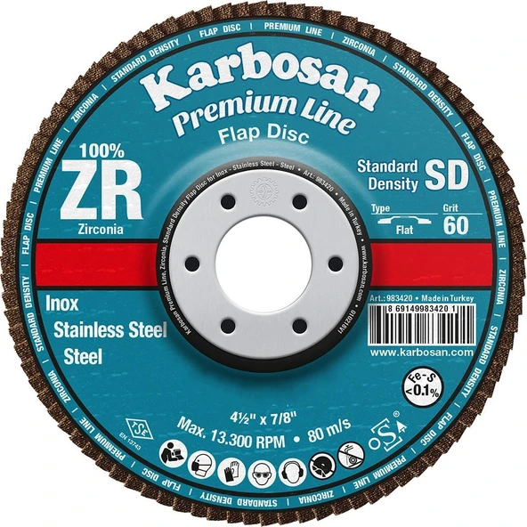 Karbosan 115x22x60 Kum Flap Disk ZR - Karbosan 983460 ürün görseli 1