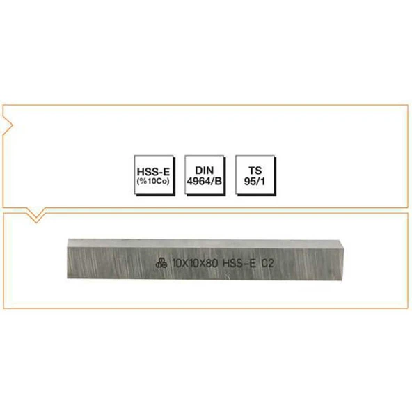 Makina Takım 10X10X125 HSS-E (%10Co) DIN 4964/B Kare Kesitli Torna Kalemi - MTE B00401010125 ürün görseli 1