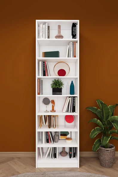 Lüks 8 Raflı Ayarlanabilir Ev Ofis Kitaplık %100 MDF Modern Dekoratif Kütüphane Kitaplık K01 ürün görseli 1