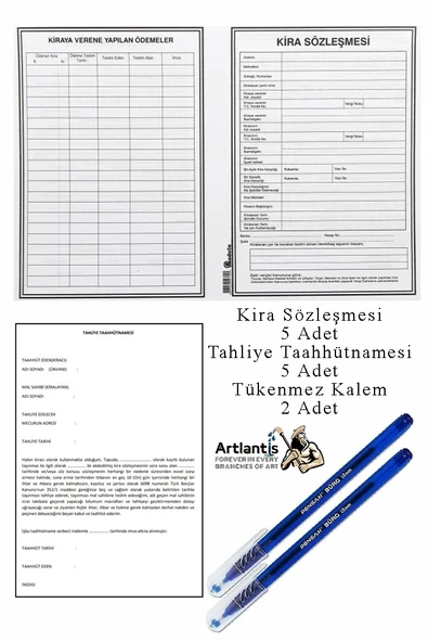Kira Sözleşmesi ve Tahliye Tahütnamesi 5 Adet Tükenmez Kalem Kira Kontratı ve Tahliye Taahünamesi ürün görseli 1