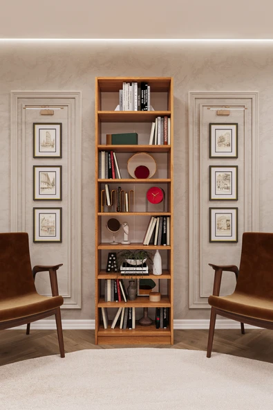 Lüks 8 Raflı Ayarlanabilir Ev Ofis Kitaplık %100 MDF Dekoratif Kütüphane Kitaplık K05 ürün görseli 1