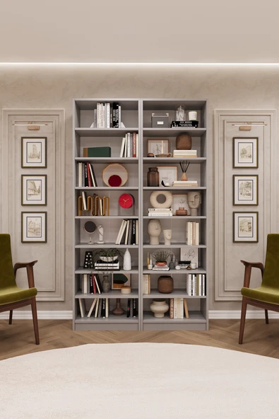 Lüks 16 Raflı Ayarlanabilir Ev Ofis Kitaplık %100 MDF Dekoratif Kütüphane Kitaplık K11 ürün görseli 1