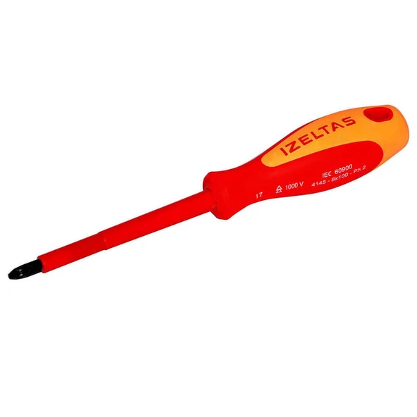 İzeltaş 6X100 Ph2 Elektrikçi 1000 V İzoleli Yıldız Tornavida - İzeltaş 4145186100 ürün görseli 1